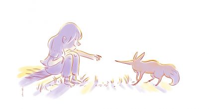 Une personne tendant la main à un renard